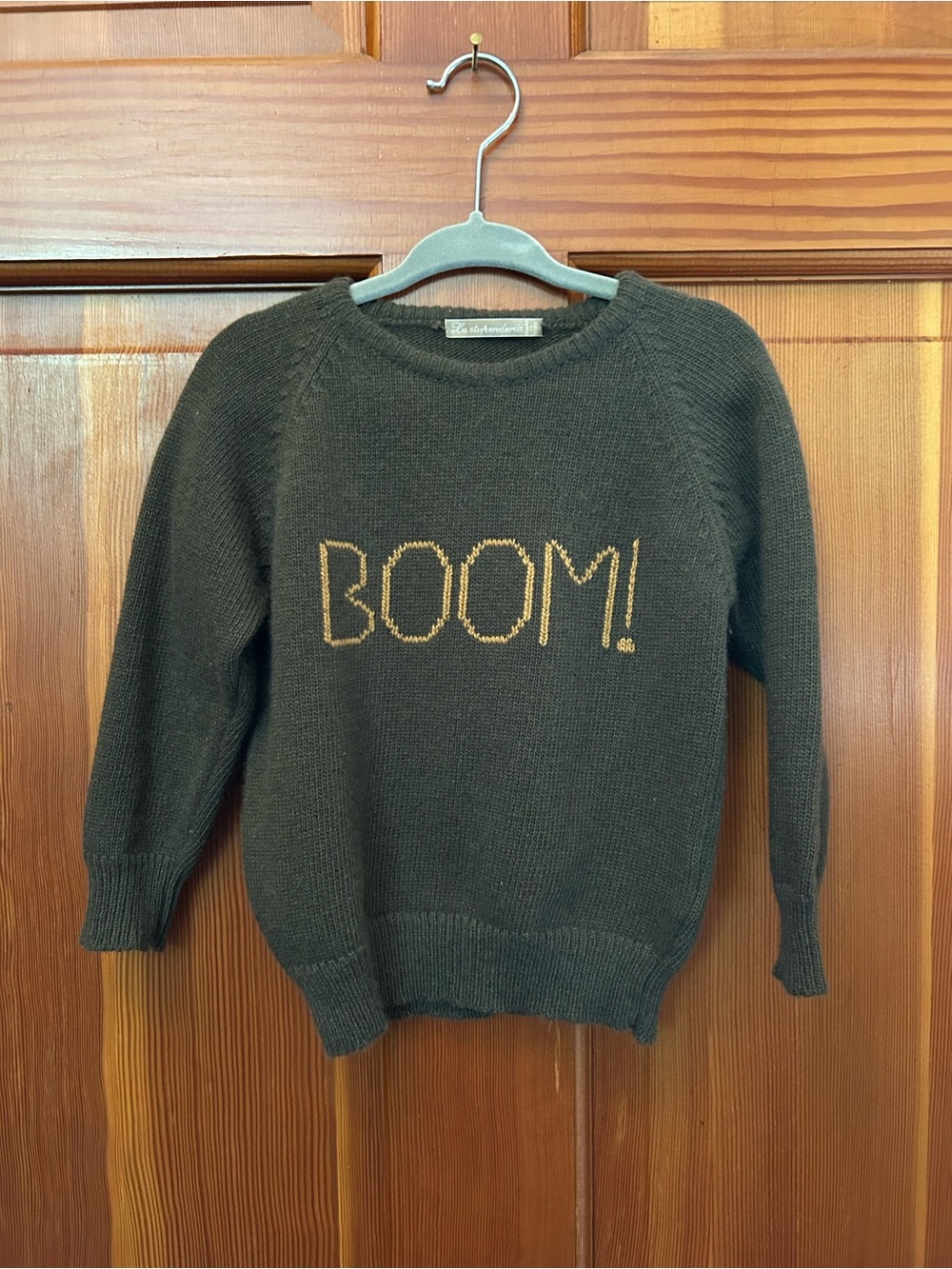 La Stupenderia Olive Green 'BOOM!' Knit Sweater